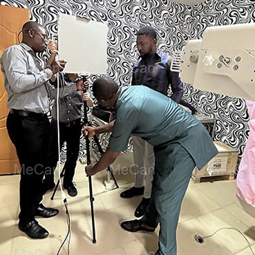 Technician is installing FPD connect to X ray machine