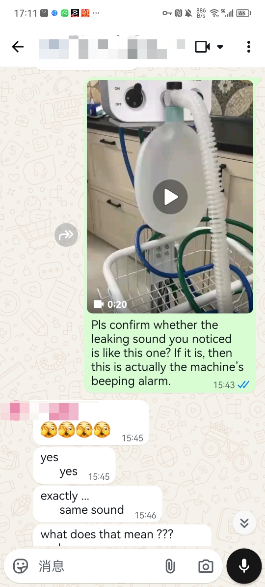 MeCanMed after-sales team providing real-time dental nitrous oxide system troubleshooting via chat.