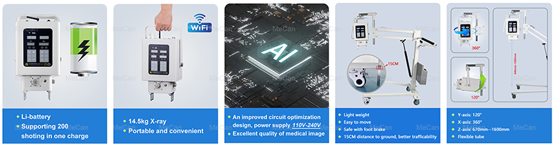 Features of 5.6KW Mobile digital x ray machine with li-battery