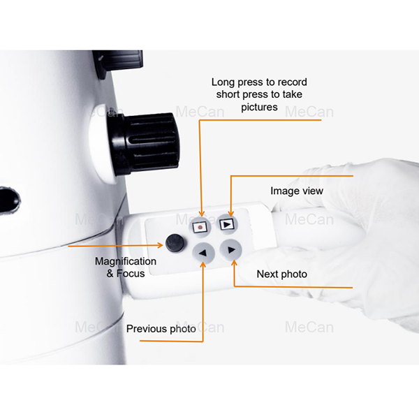 U buttone di u microscopiu di u funziunamentu