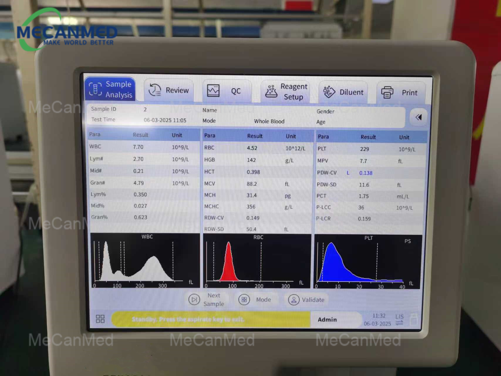 10.4-inch Color Touchscreen of Hematology Analyzer