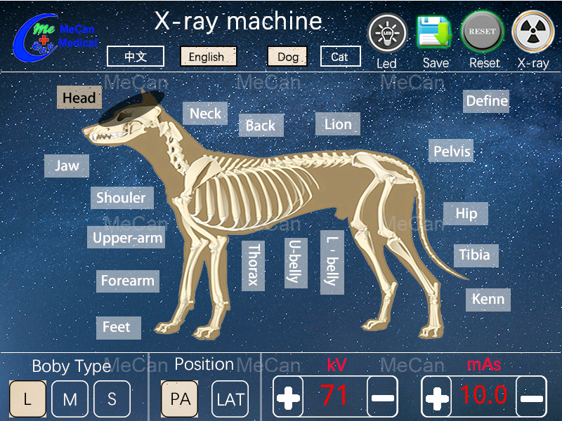 Touch screen of 5kw portable x ray machine for dog