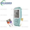 MECANMED portable creatinine meter displaying 86 μmol/L creatinine and 12.8 g/dL hemoglobin levels with test strips for home health monitoring.