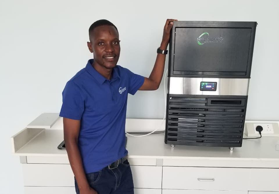 Our technical engineer performing professional installation for laboratory equipment.