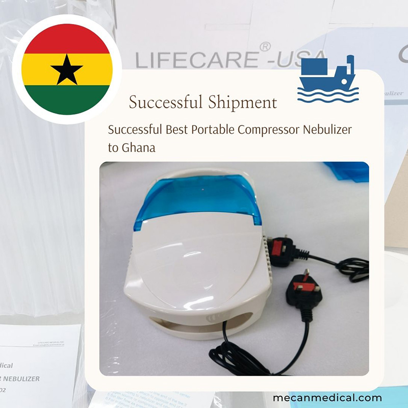 Nebulizer Kompresor Portable MeCan Ing Rute menyang Ghana
