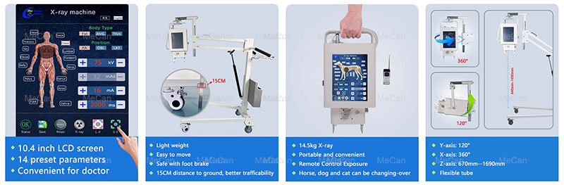 Features of 5.6KW Touch Screen Portable Digital X Ray Machine for vet