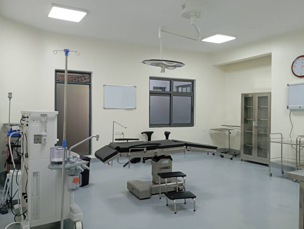 A fully equipped modern operating room in a Rwanda hospital.