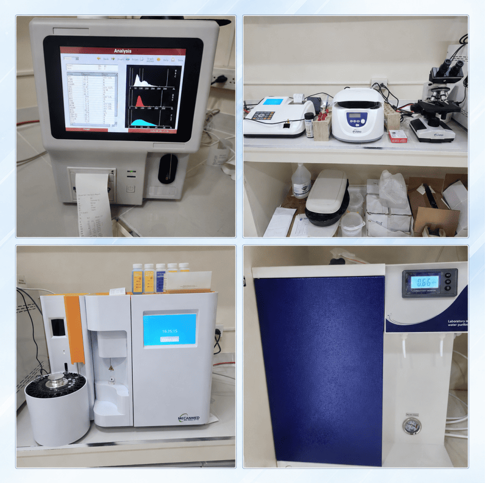 On-site installation and testing of MECANMED laboratory analyzers and equipment at a private clinic in Davao.