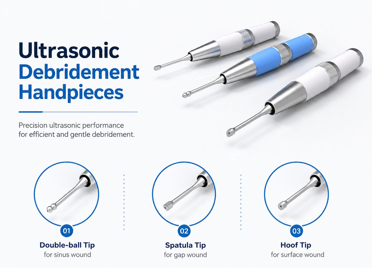 Ultraschall Debridement Handpieces fir verschidden Woundtypen