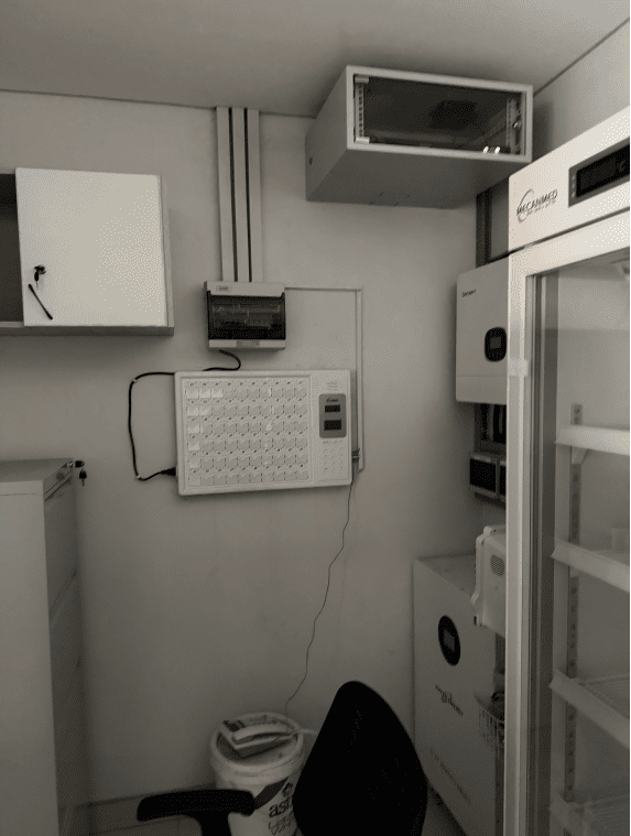 MeCanMed laboratory refrigerator and supporting clinical power systems verified during a field visit.