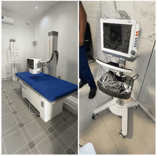 MECANMED X-ray machine and patient monitor installed and operating for a hospital project in Harare, Zimbabwe.
