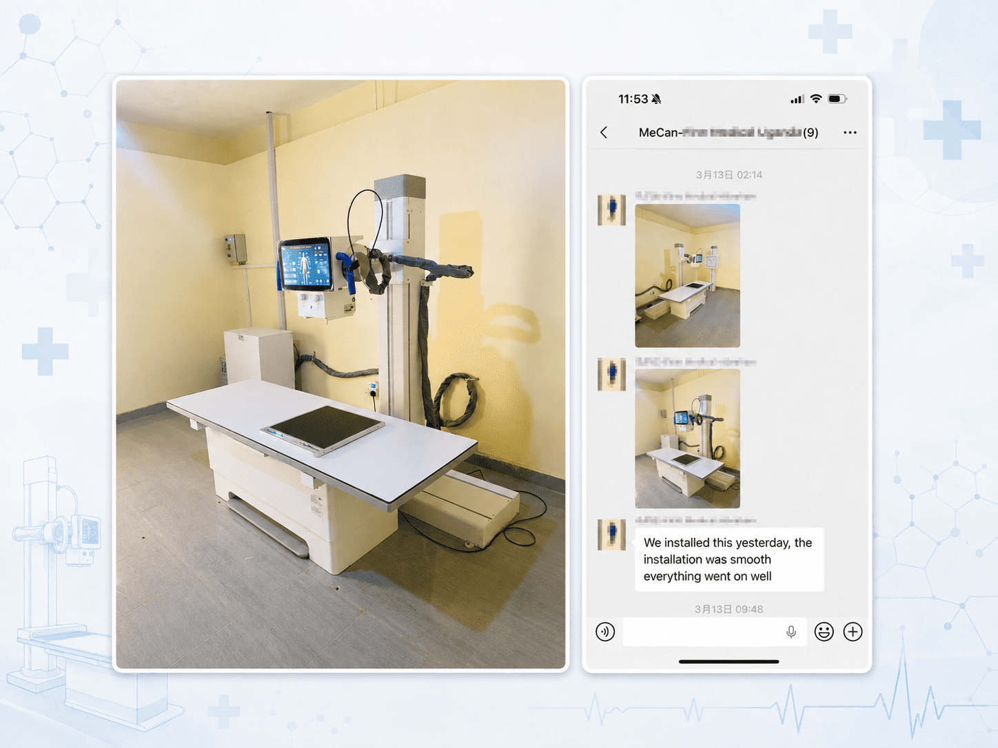MECANMED medical X-ray machine successfully installed and operational with positive feedback in Uganda.